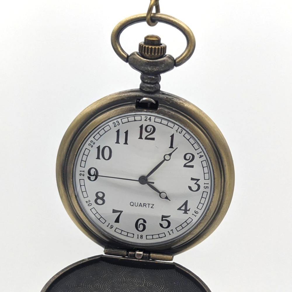 Eagle and Flag Patriot Pocket Watch Patriotic Vintage Bronze Finish America Gift - Picture 2 of 8